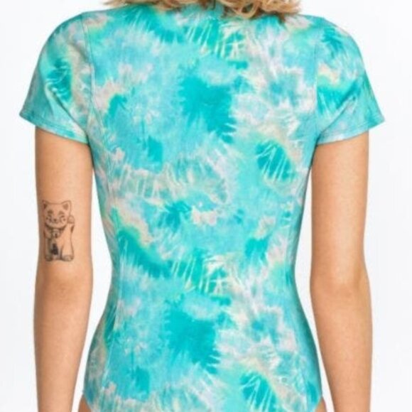 Calme Womens Neoprene Zip Front One Piece Blue Swim/Snorkel/Scuba Suit Small - Picture 2 of 10